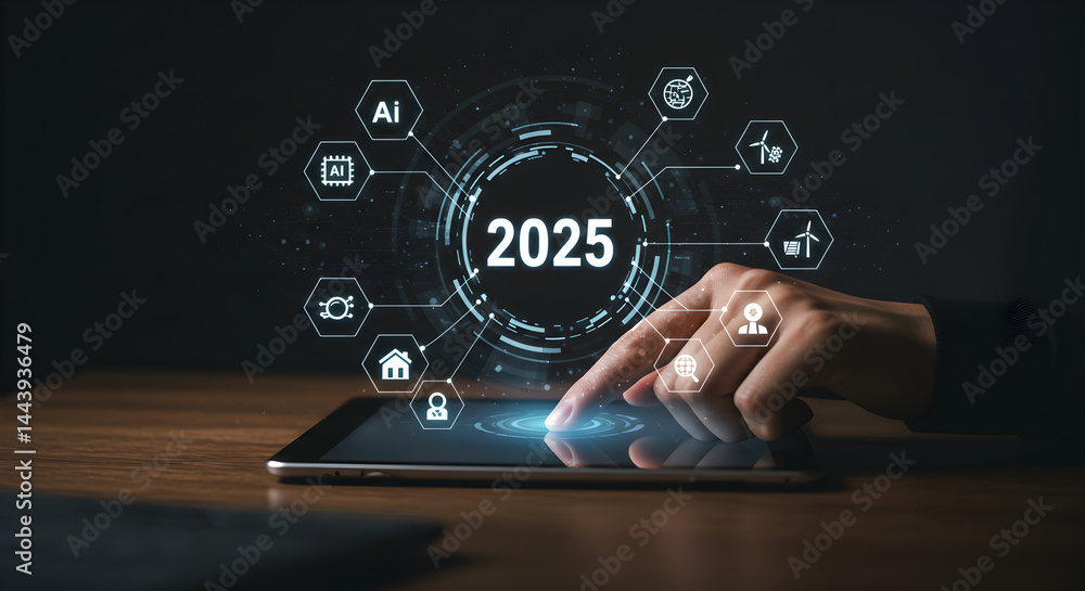 Aufkleber the future of technology artificial intelligence ai innovation in the year of twenty twenty five