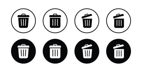 trash can icon set, Trash bin icon, Delete icon vector illustration