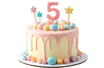 5 year Birthday cake without background PNG