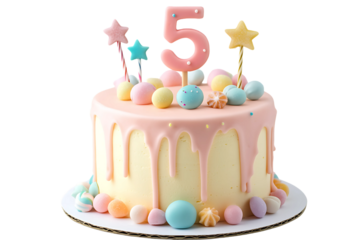 5 year Birthday cake without background PNG