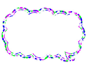 ステンドグラス風吹き出し　三角形模様　細長い雲形
