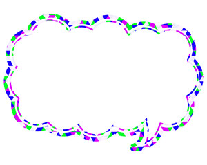 ステンドグラス風吹き出し　三角形模様　細長い雲形
