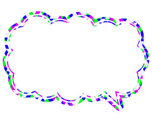 ステンドグラス風吹き出し　三角形模様　細長い雲形