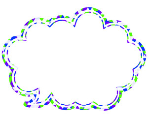 ステンドグラス風吹き出し　三角形模様　丸みのある雲形