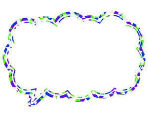 ステンドグラス風吹き出し　三角形模様　細長い雲形