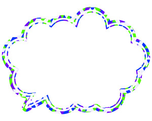 ステンドグラス風吹き出し　三角形模様　丸みのある雲形
