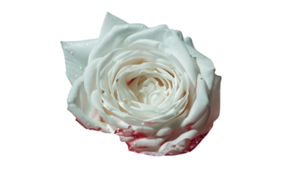 Elegant White Rose Flower Floating in Water with Red Acrylic Paint