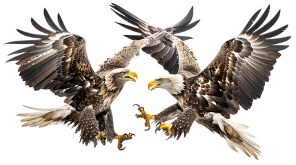 Fototapeta premium Majestic White-Tailed Eagle Haliaeetus Albicilla Engaged in Aggressive Behavior