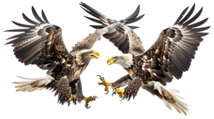 Majestic White-Tailed Eagle Haliaeetus Albicilla Engaged in Aggressive Behavior