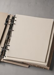 Open vertical photo album with blank pages ready for customization ,  display,  simple