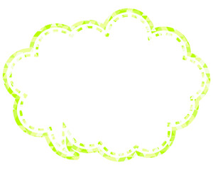 ステンドグラス風吹き出し　三角形模様　丸みのある雲形