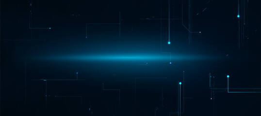 Futuristic Cyber Technology Background with Digital blue lines and Glowing Light Interface circuit