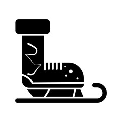 Ski boot solid icon, Winter sport concept, Winter sport professional equipment sign on white background, ski shoes icon in glyph style for mobile concept and web design. Vector graphics