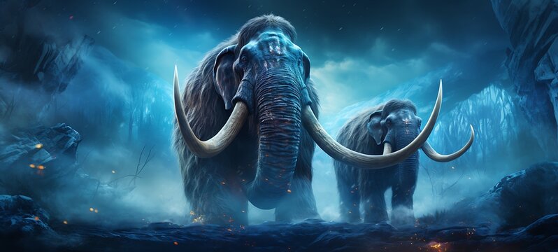 mammoth in Delfts Blauw,ai generative - Powered by Adobe