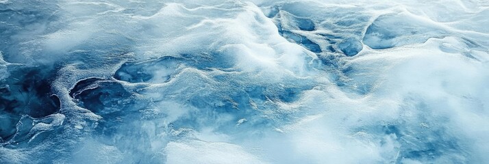 Obraz premium A serene winter landscape showcasing a tranquil river surrounded by tall evergreen trees. with a misty atmosphere and soft blue tones. ideal for peaceful reflections