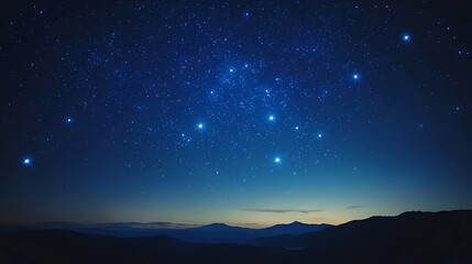 Naklejka premium Night Sky Stars Mountains Landscape