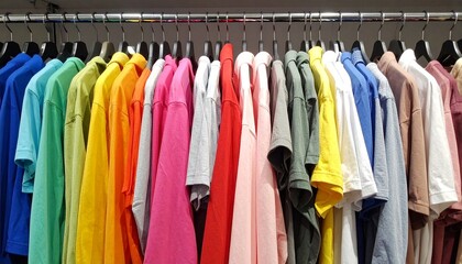 Fototapeta premium colorful clothes on hangers
