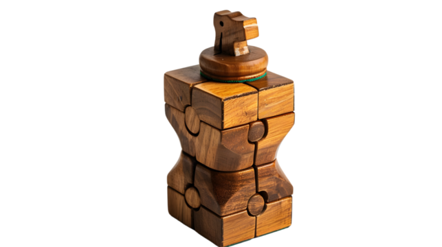 Creative Wooden Jigsaw Puzzle with Chess Piece on Cube: Conceptual Design Ideas