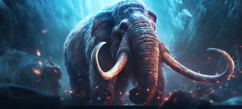 mammoth in Delfts Blauw,ai generative - Powered by Adobe