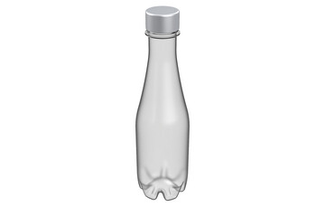 Clear 350ml Plastic Water Bottle with Silver Cap, Isolated on Clean Background for Product Mockup