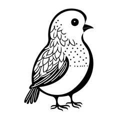 Stylized avian illustration with bold outlines and decorative elements