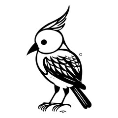 Elegant avian illustration with delicate crest and stylized feather details