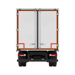 Rear View of a Delivery Truck Trailer, isolated on transparent background.