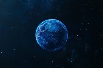 Obraz premium Background with a blue planet and stars, a space background, a dark sky. --ar 125:83 --v 6.1 Job ID: 45b9fa98-0c2f-4ea7-b268-e61e9cddb3fc