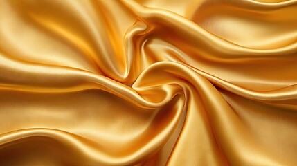 Obraz premium A luxurious golden satin fabric draped elegantly. showcasing its smooth texture and reflective surface. perfect for fashion. interior design. or event decor