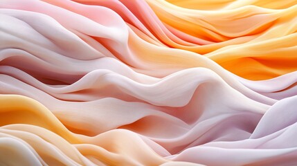 Obraz premium Abstract background of flowing fabric in soft pastel shades of pink, orange, and yellow