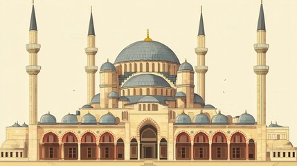 A stunning image of turkish traditional arabic mosque architecture. Istanbul, Turkish art.