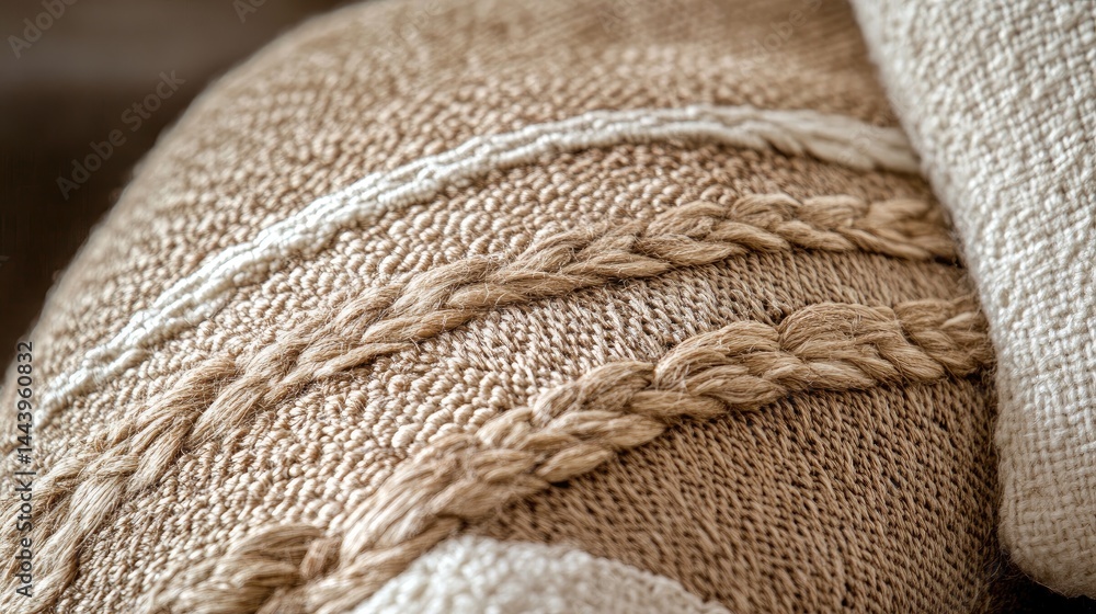 Poster close-up view of a textured fabric with a geometric pattern. showcasing intricate details and natura