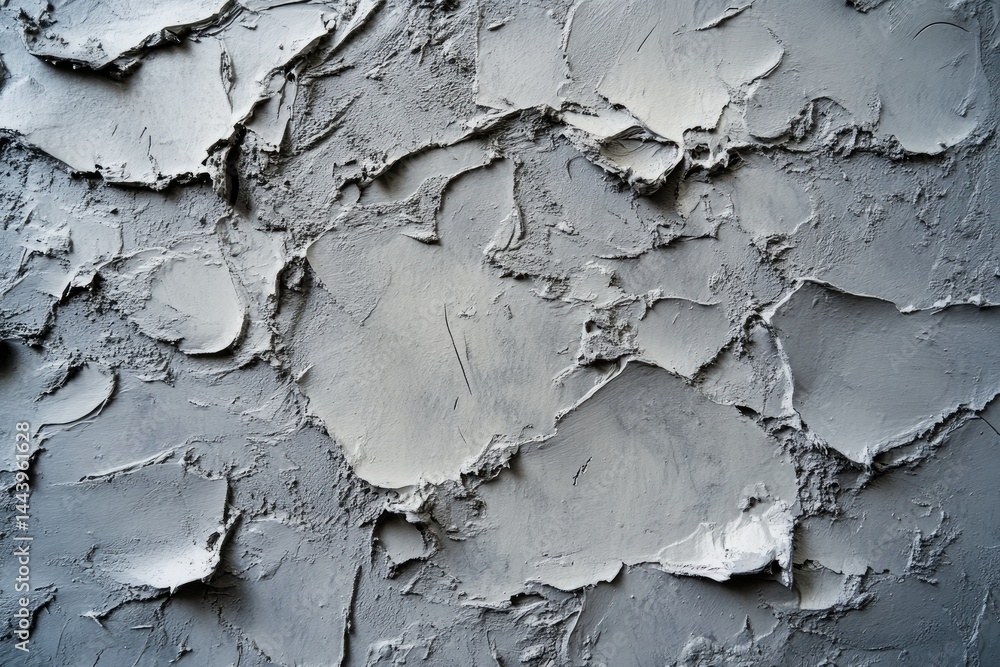 Poster close-up view of peeling plaster on a wall. showcasing layers of texture and color variations. with 