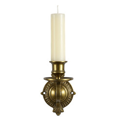 Brass Wall Sconce with Lit Candle