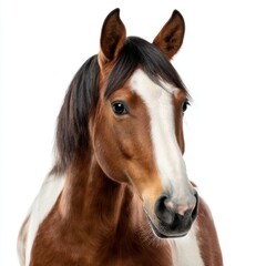 Obraz premium Horse head with white blaze isolated on white background