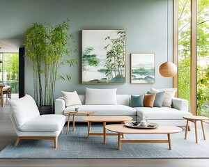 Modern minimalist living room with natural elements (1)