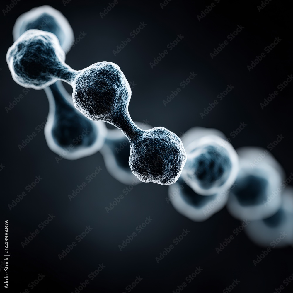 Aufkleber microscopic chain 3d render of molecular structure science technology research biolog
