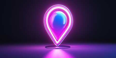 Obraz premium Neon Glowing Location Pointer Symbol Design