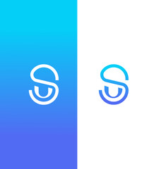 Modern SU Logo Design Blue Gradient, Intertwined Letters, Branding Identity
