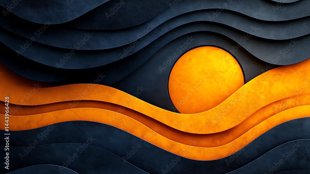 Poster abstract waves with contrasting color scheme