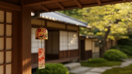 Japanese Wind Chime in Traditional Garden