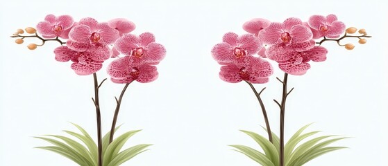 Elegant Pink Orchid Pair  Botanical  Floral  Nature  High Resolution Image