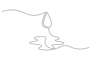 Fototapeta premium Continuous one line drawing of Water drop. Single line drawing illustration of Dropping water. Water concept vector art. Doodle line illustration.
