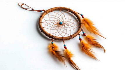 Traditional dreamcatcher isolated on white background