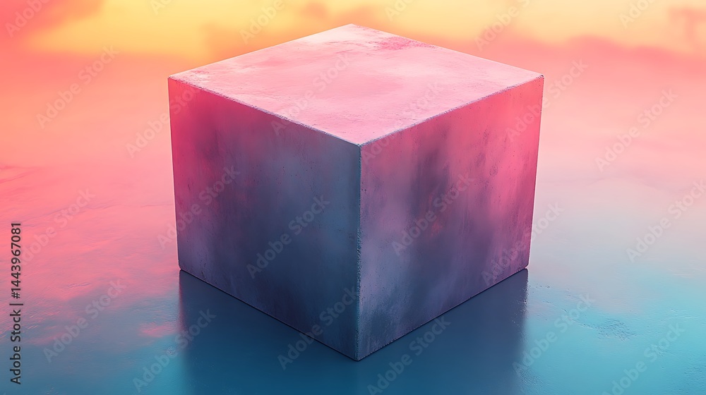 Poster abstract cube with gradient background colors