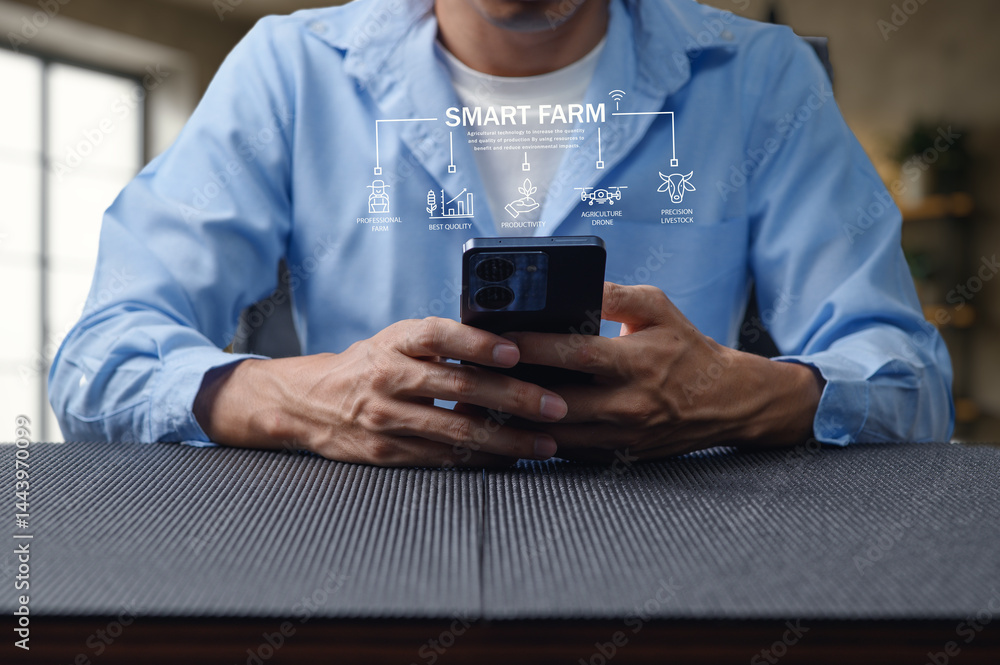 Aufkleber smart farm technology control and analysis with mobile device use
