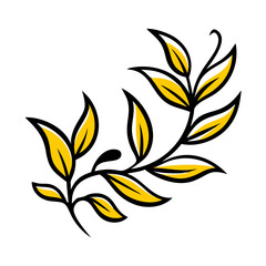 A vector silhouette icon set featuring including roses and lilies. Isolated beautiful floral ornament in vintage style on a transparent background. Black and yellow silhouette of a lily flower.
