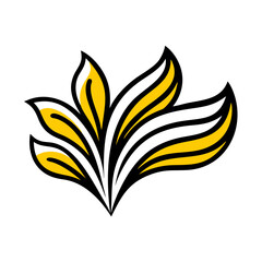 A vector silhouette icon set featuring including roses and lilies. Isolated beautiful floral ornament in vintage style on a transparent background. Black and yellow silhouette of a lily flower.
