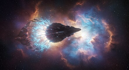 Cosmic nebula with dark object