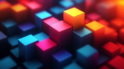 Obraz premium Abstract colorful cubes rising perspective view